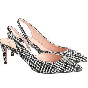 J.Crew Colette D'Orsay Plaid Heel Slingback Autumnal Made In Italy Size 9